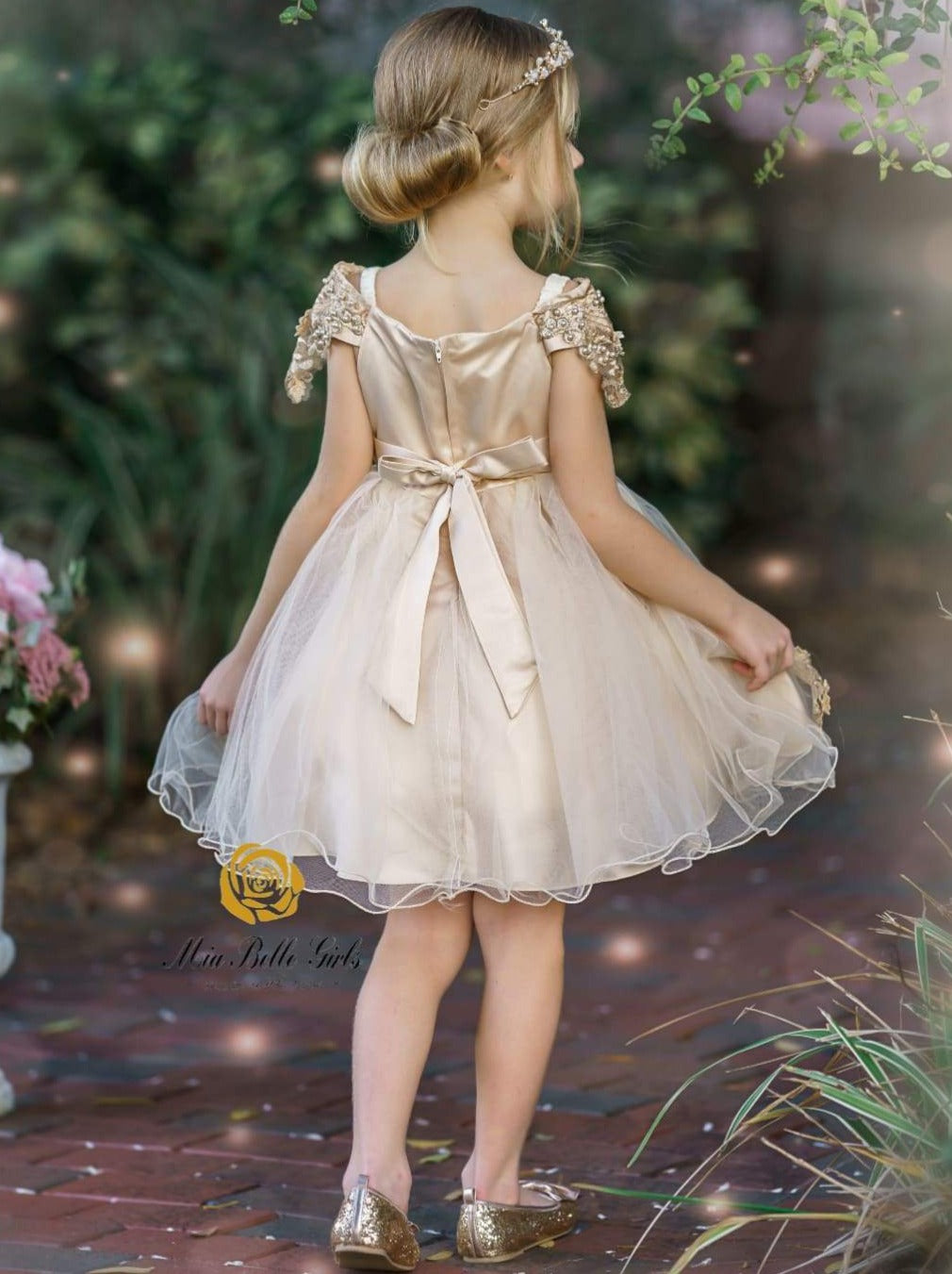 Girls Winter Formal Dress | Applique Holiday Dress | Mia Belle Girls