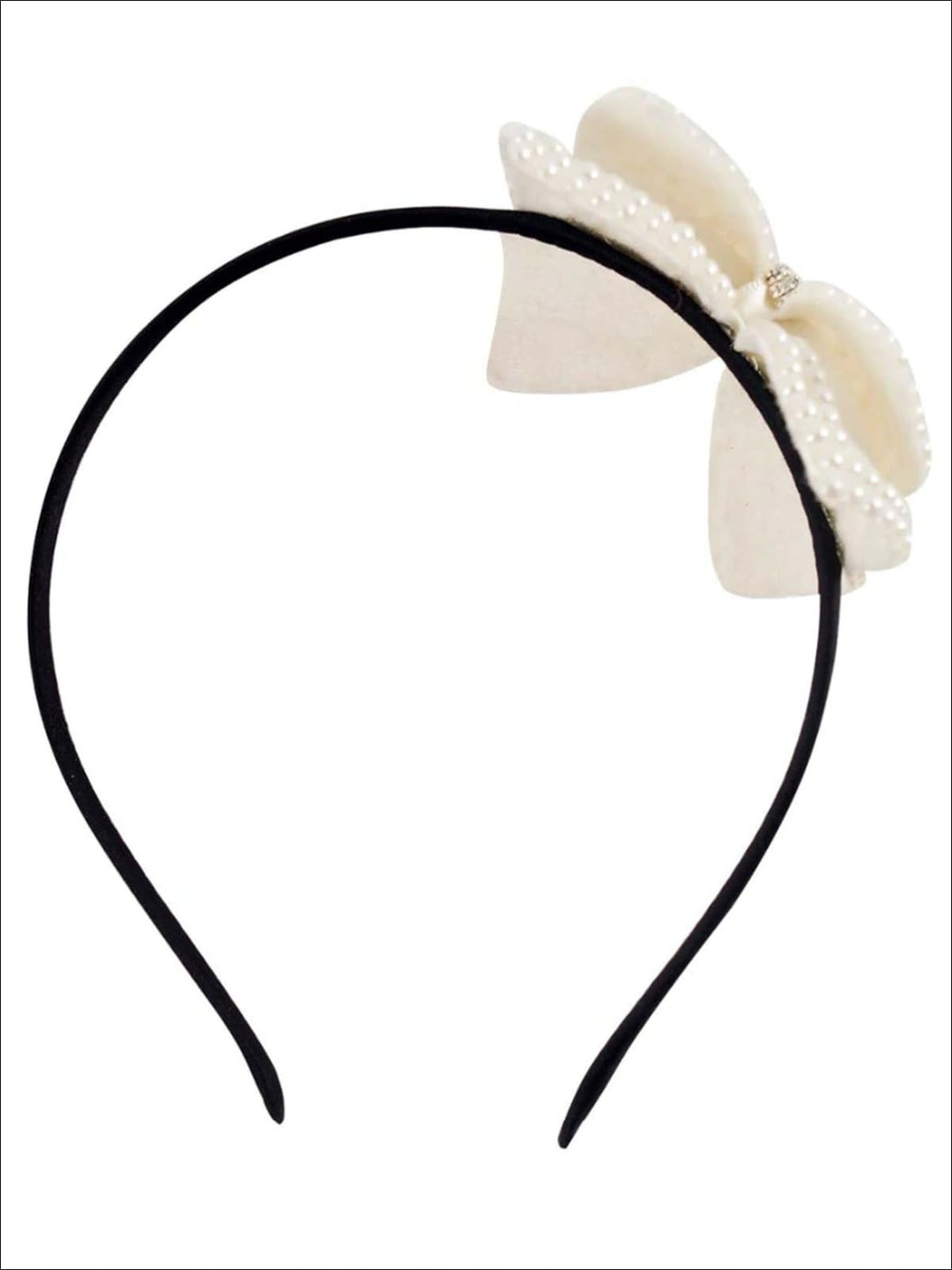 Girls Pearl Bow Embellished Headband (2 Piece Set) - Hair Accessories