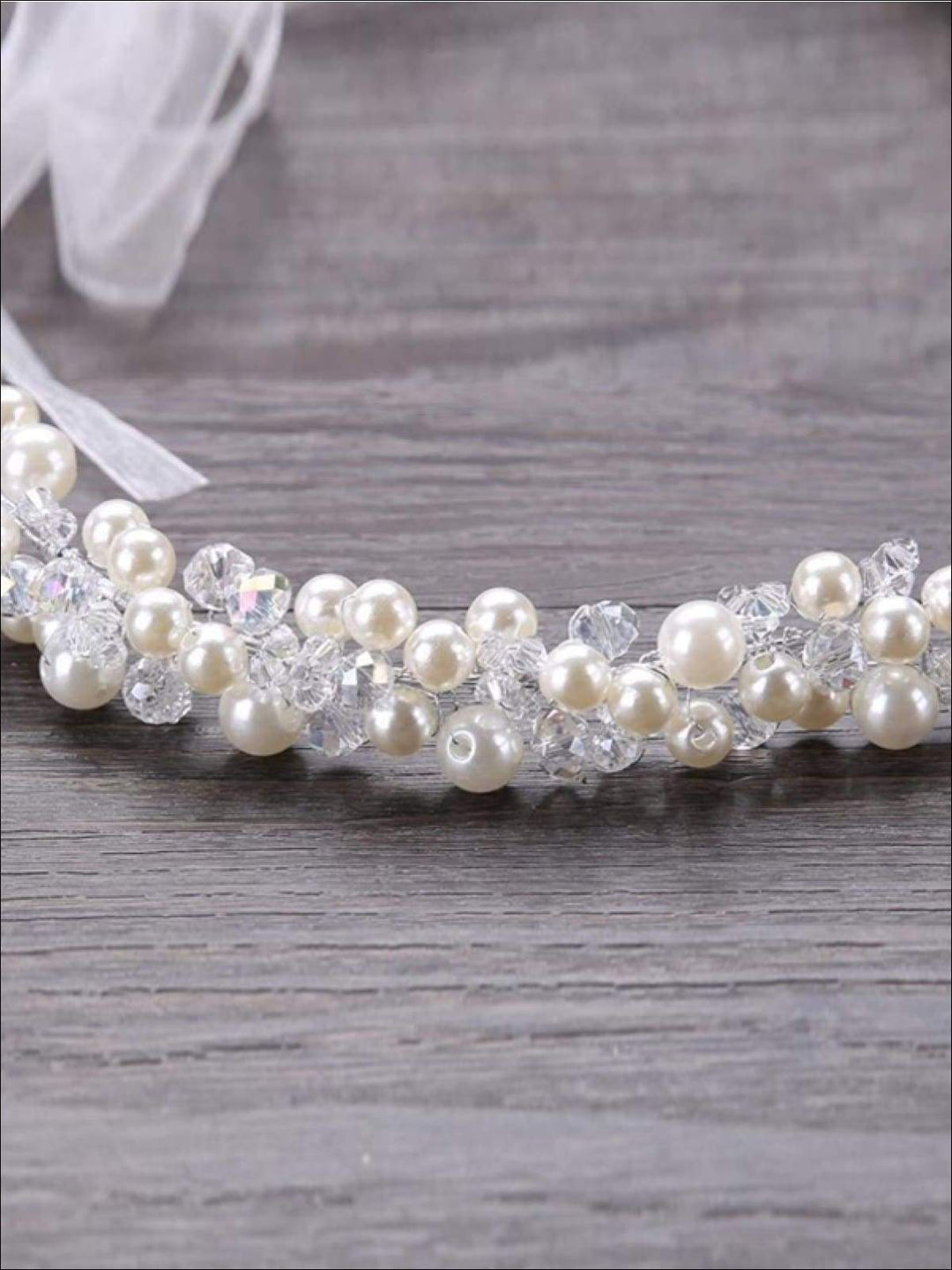 Girls Pearl Clear Crystal Beaded Headband - Hair Accessories