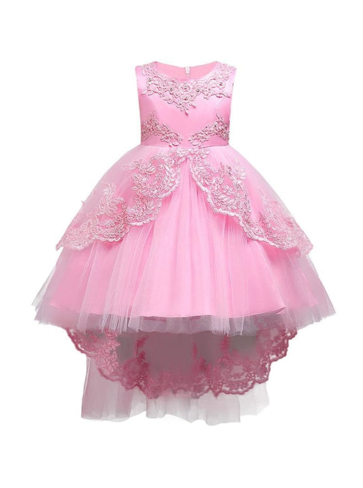 Spring Party Dresses | Girls Pearl Embroidered Hi-Lo Princess Dress