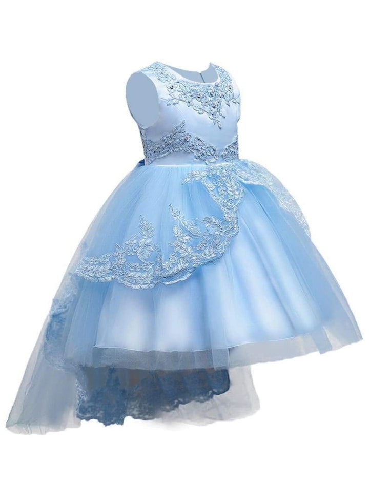 Spring Party Dresses | Girls Pearl Embroidered Hi-Lo Princess Dress