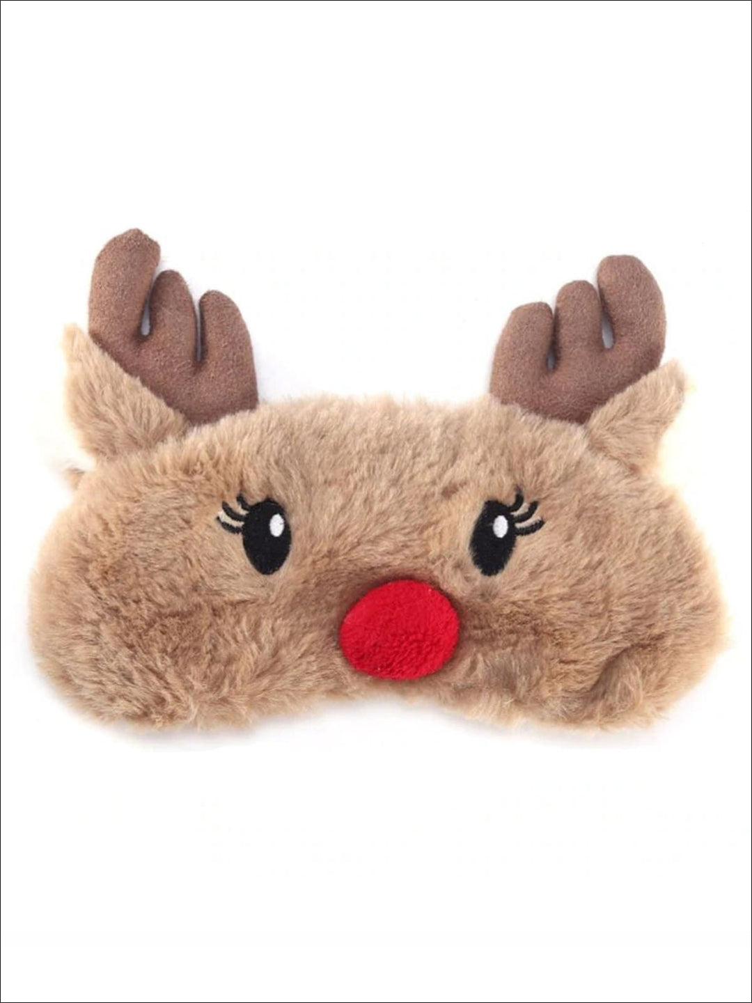 Girls Plush Holiday Animal Eye Mask - Brown - Girls Accessories