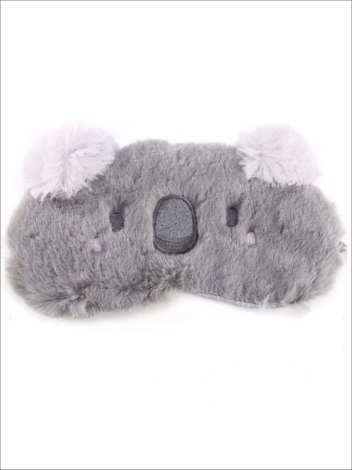 Girls Plush Holiday Animal Eye Mask - Grey - Girls Accessories