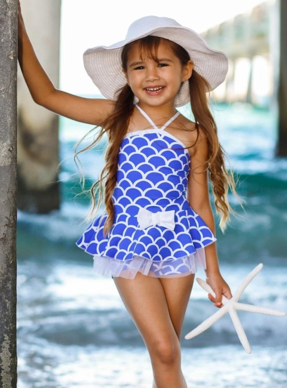 Kids Swimsuits | Girls Peplum Top & Shorts Bottom Two Piece Swimsuit