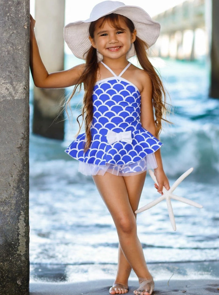 Kids Swimsuits | Girls Peplum Top & Shorts Bottom Two Piece Swimsuit