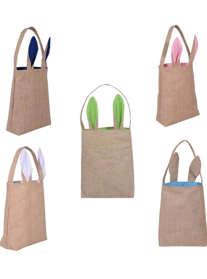 Kids Easter Accessories | Little Girls Rabbit Ears Easter Burlap Bag