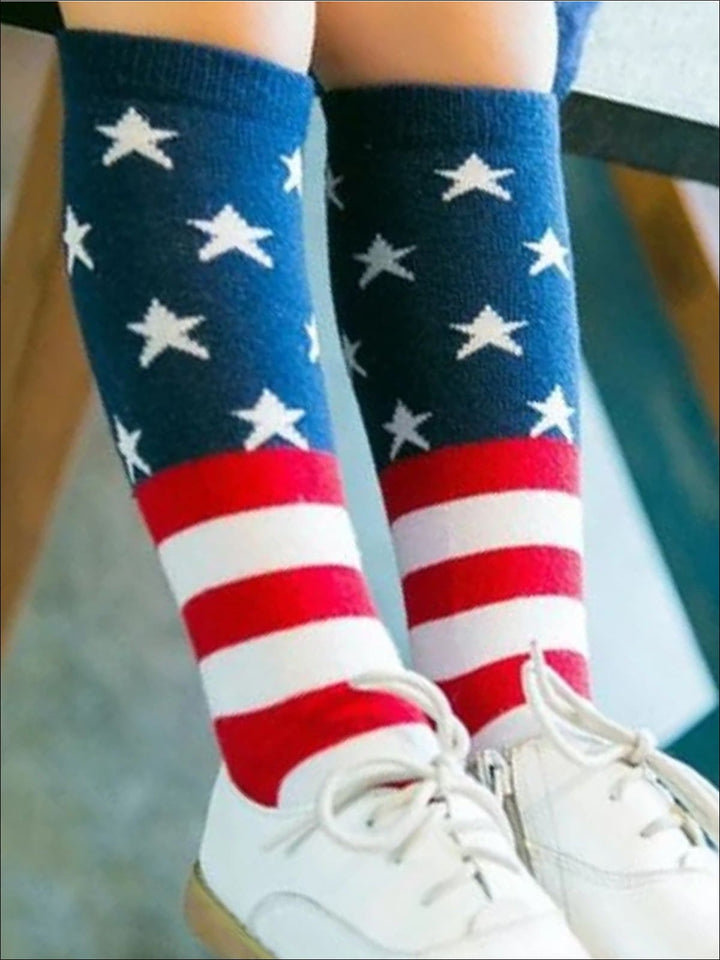 Girls Red White & Blue 4th of July Socks - Girls Accessories