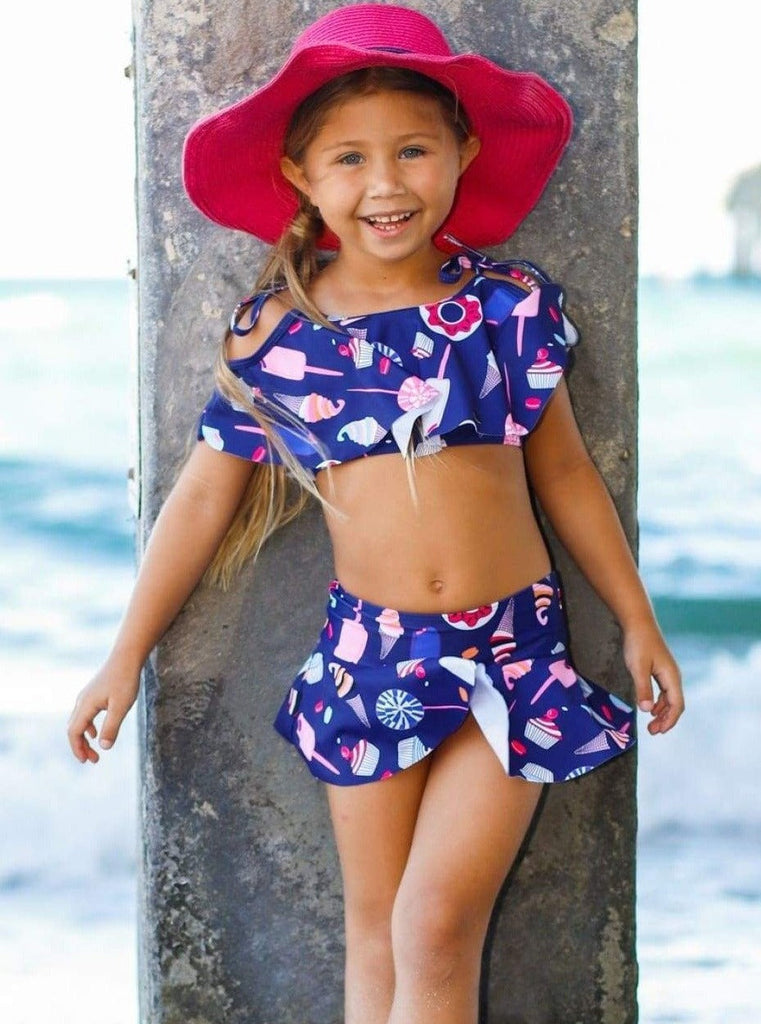 Mia Belle Girls Sweet Treat Two Piece Swimsuit Blue 4T