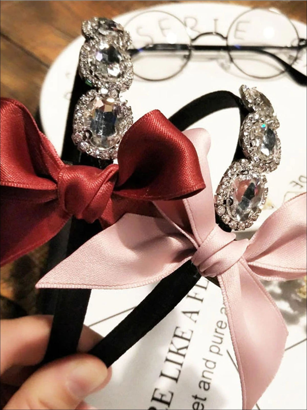 Girls Rhinestone Ribbon Hairband - Hair Accessories