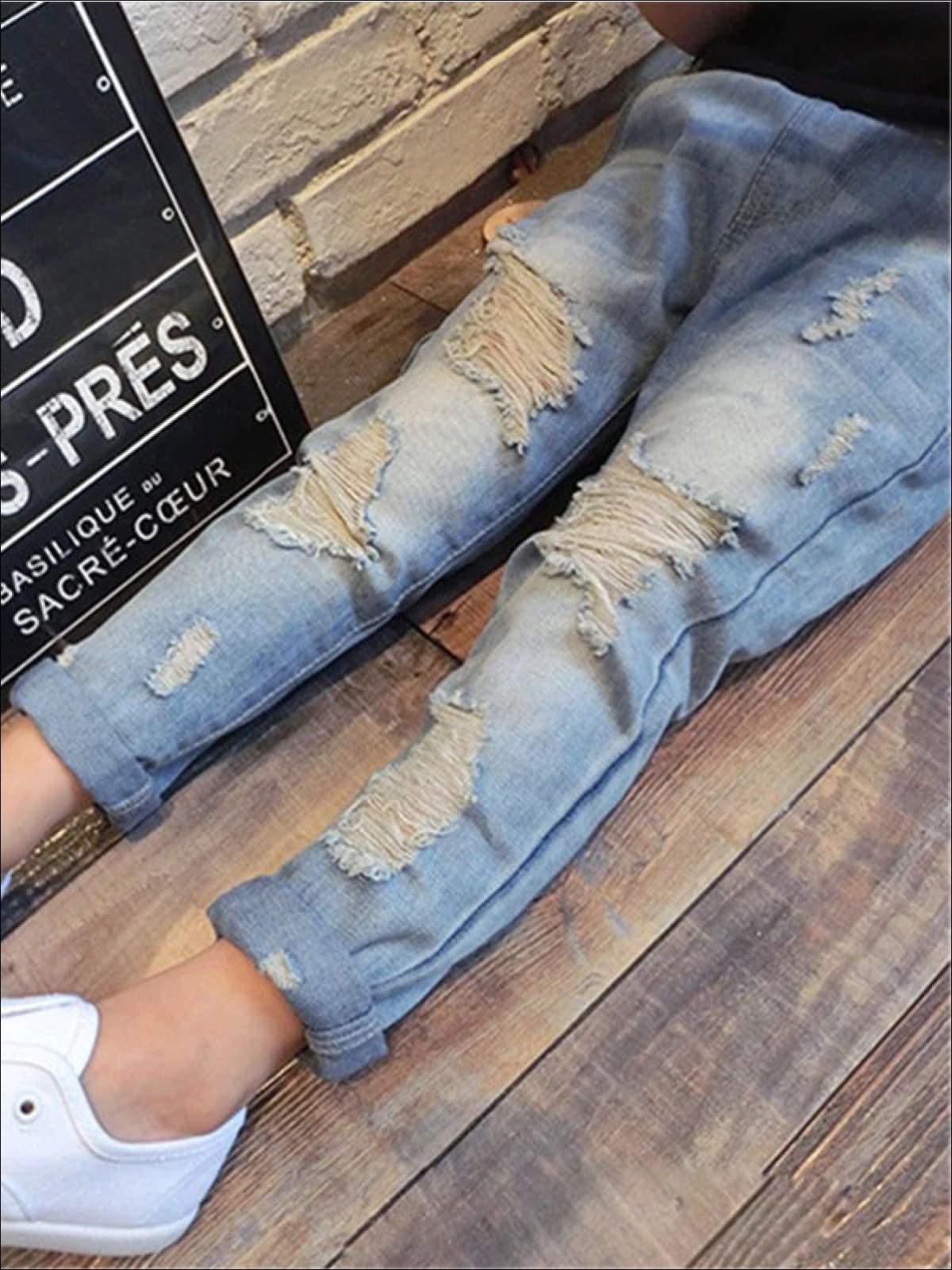 Mia Belle Girls S Ripped Just Right Denim Jeans 10Y