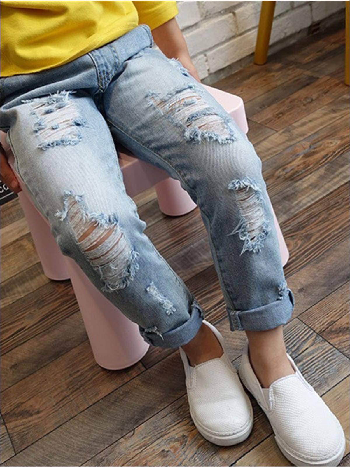 Fashion rip jeans for girl