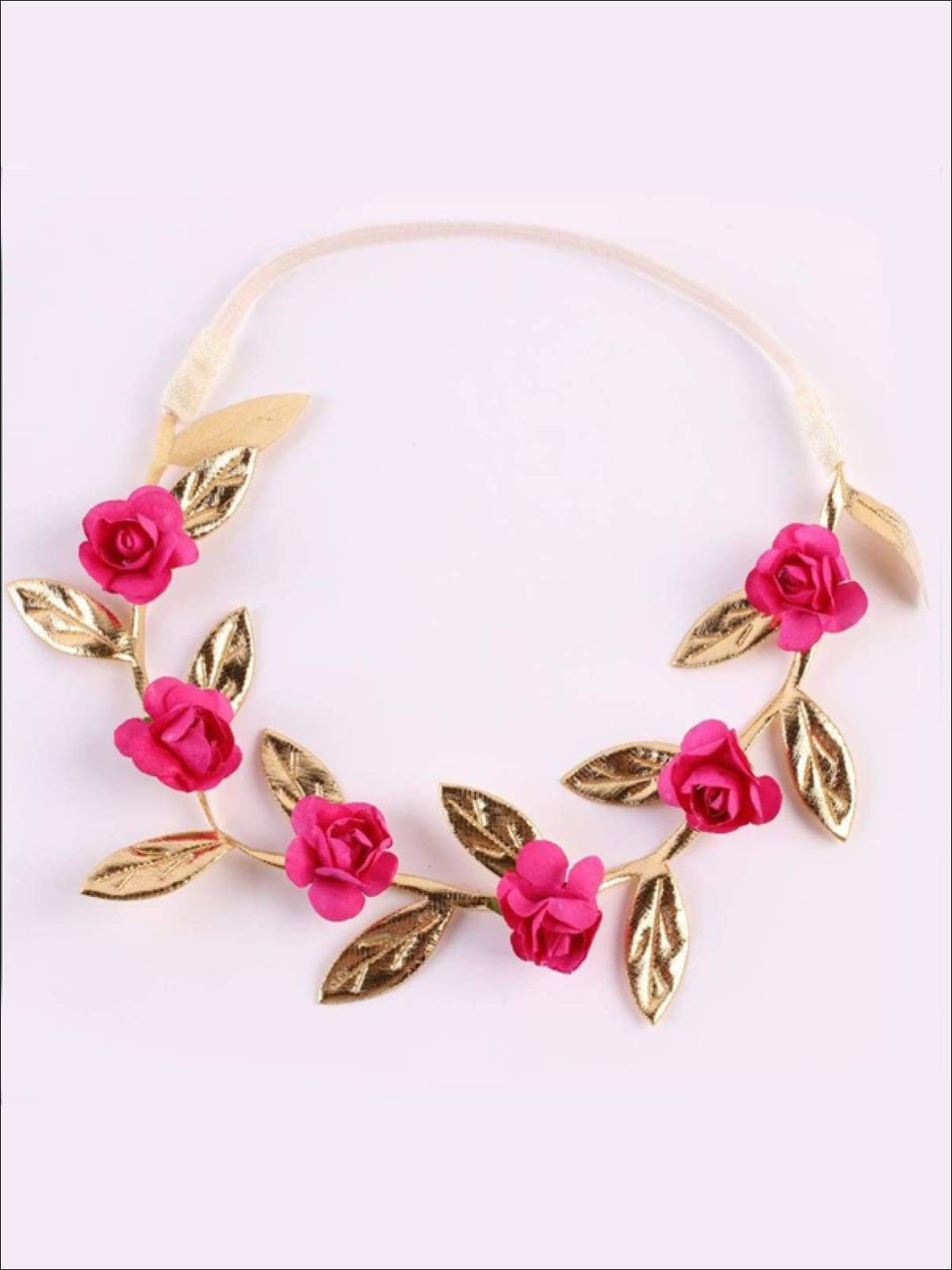 Girls Rose and Gold Leaf Flower Halo - Hair Accessories