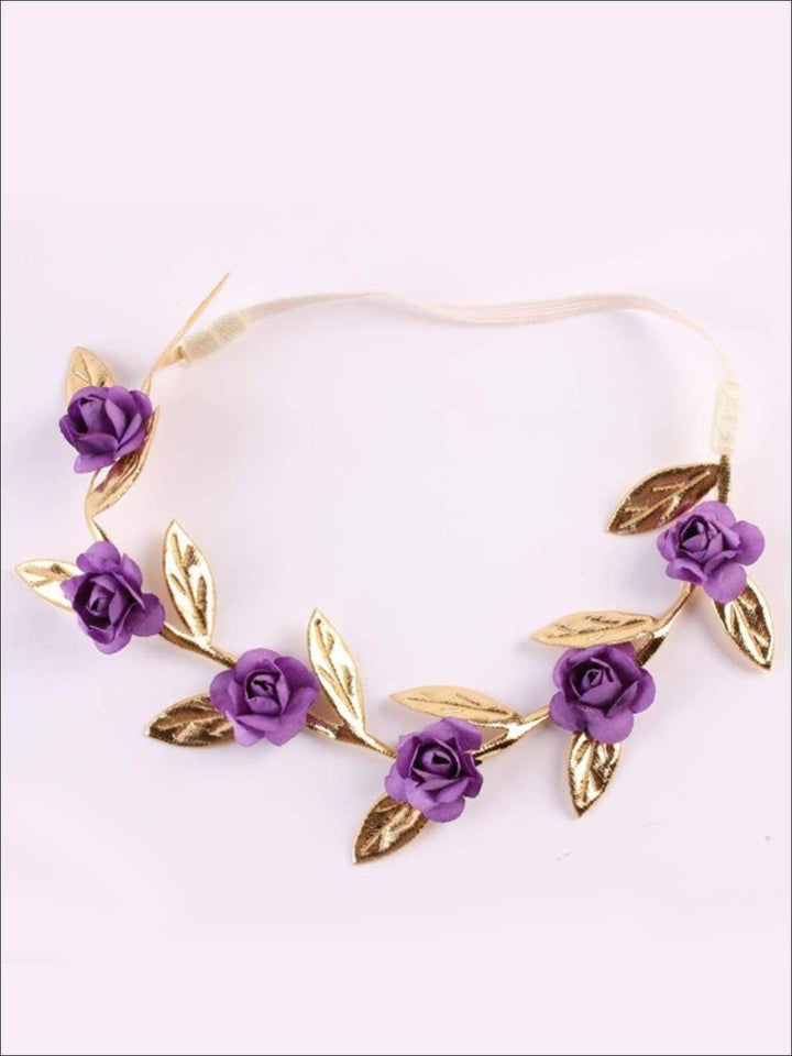 Girls Rose and Gold Leaf Flower Halo - Hair Accessories