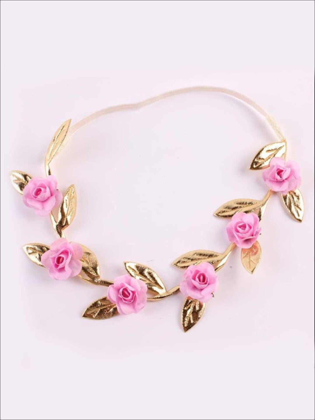 Girls Rose and Gold Leaf Flower Halo - Hair Accessories