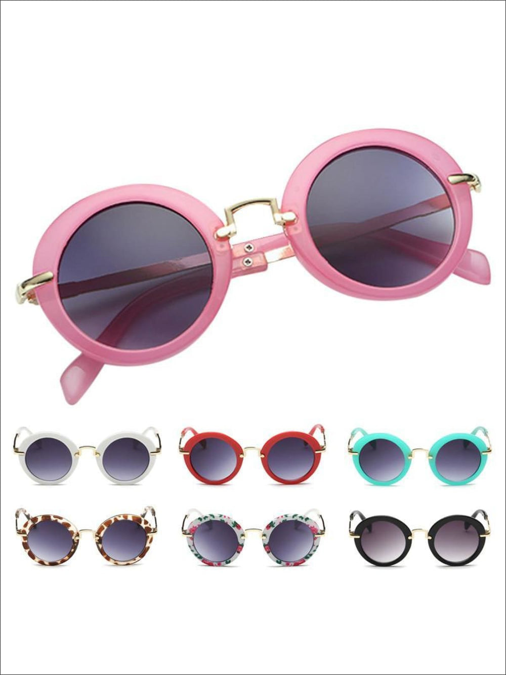 Girls Round Retro Sunglasses - Girls Sunglasses