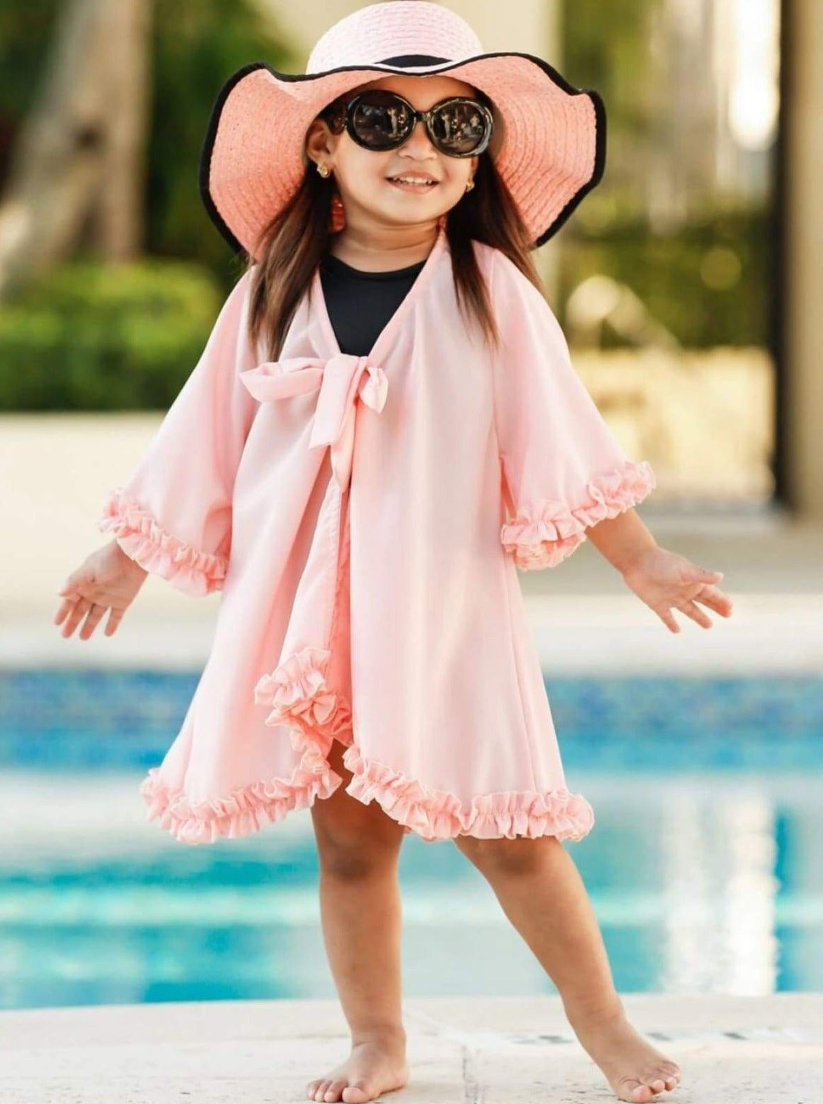 Toddlers Cover Up Little Girls Ruffled Tie Caftan Swimsuit Cover Up Mia Belle Girls