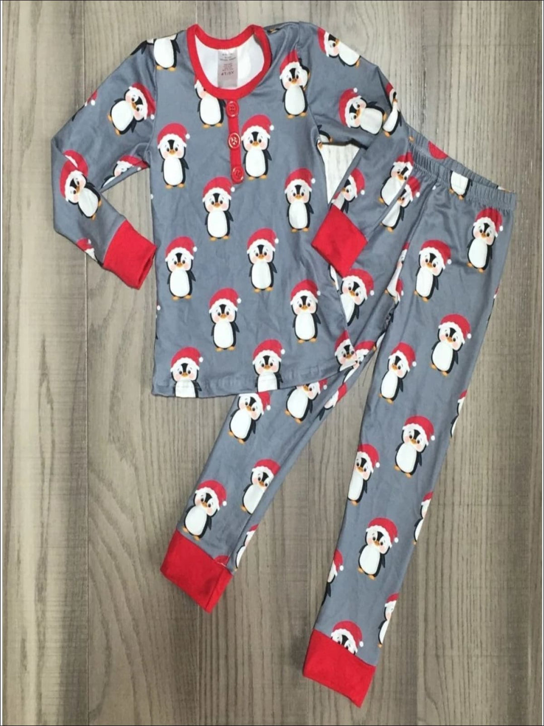 Kids Cute Winter Pajamas | Girls Christmas Penguin Pajama Set