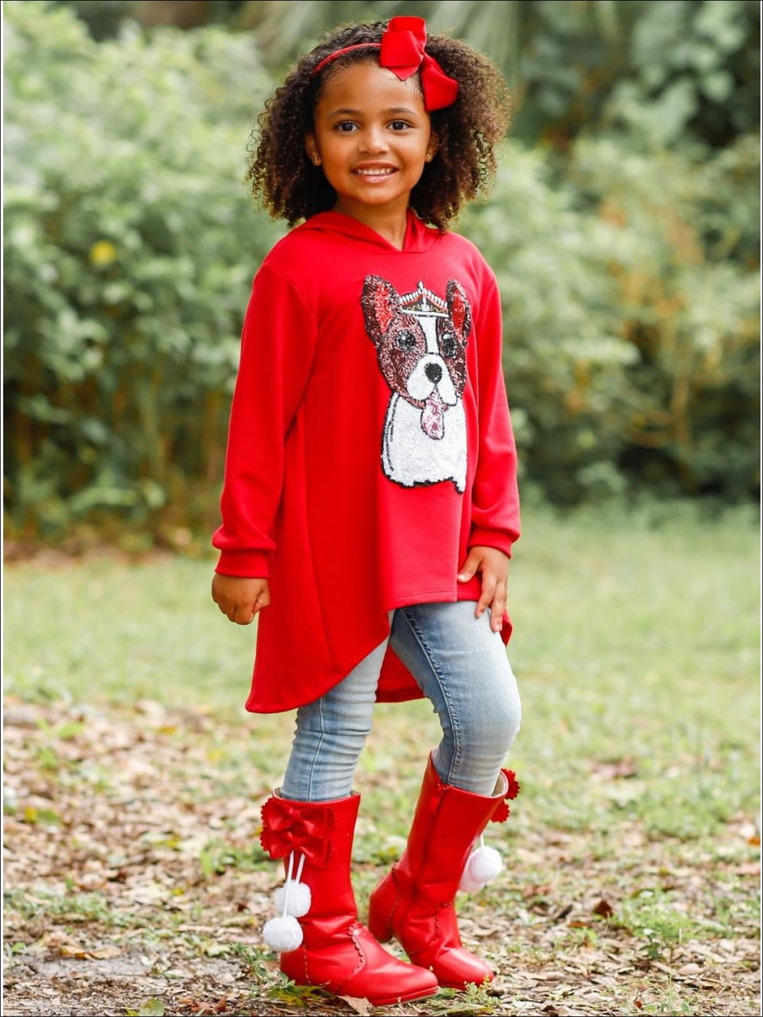 Cozy Winter Tops | Girls Sequin Animal Graphic Hi-Lo Hoodie Sweater