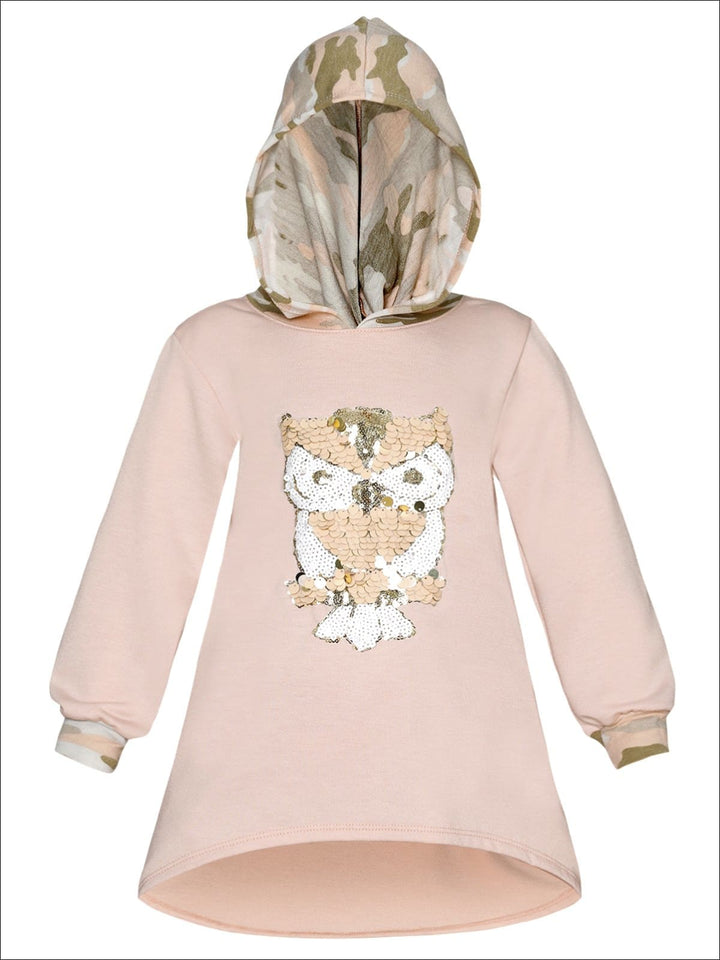 Cozy Winter Tops | Girls Sequin Animal Graphic Hi-Lo Hoodie Sweater