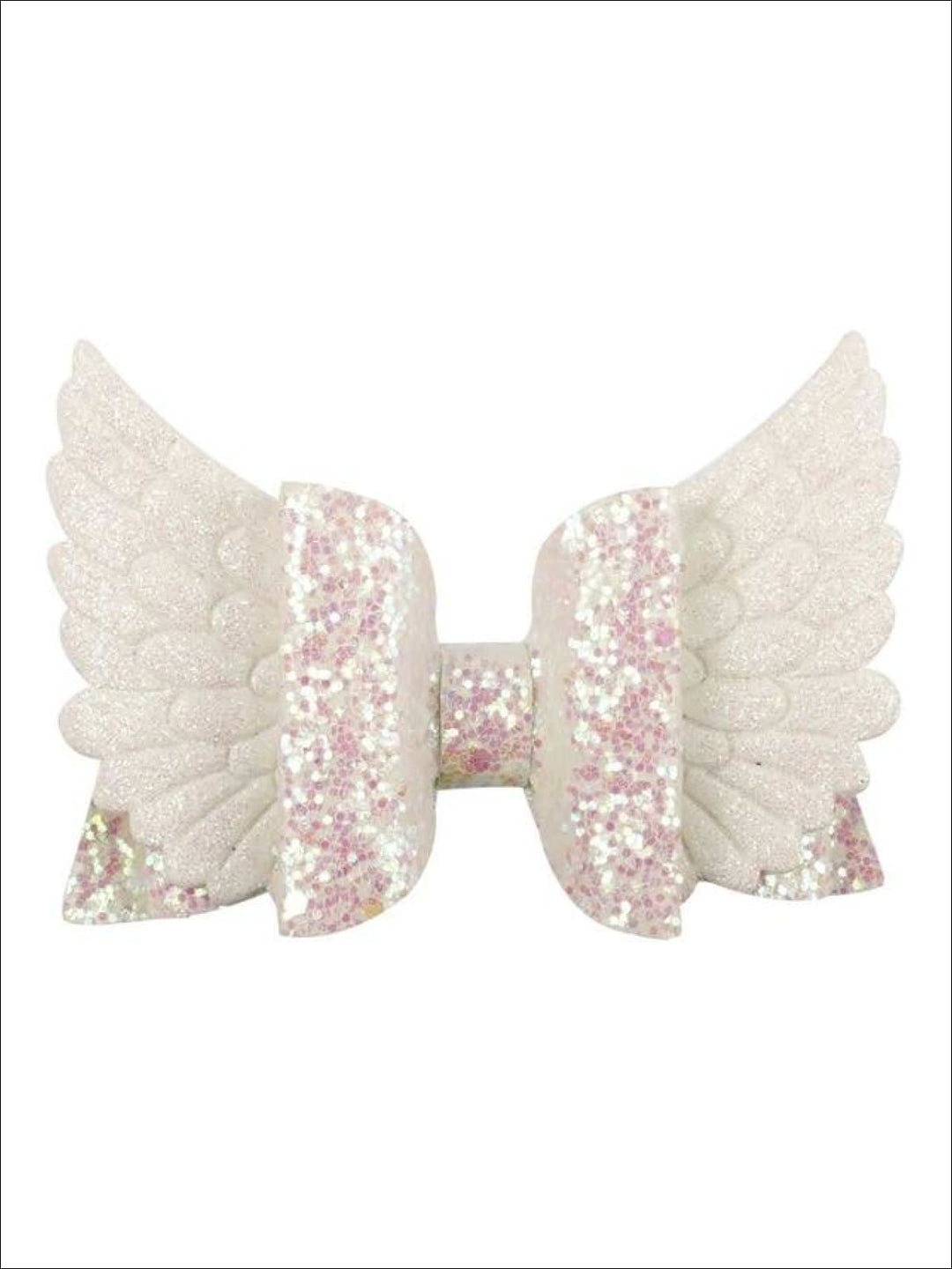 Girls Sequin Princess Angel Wing Hair Bow - White - Hair Accessories