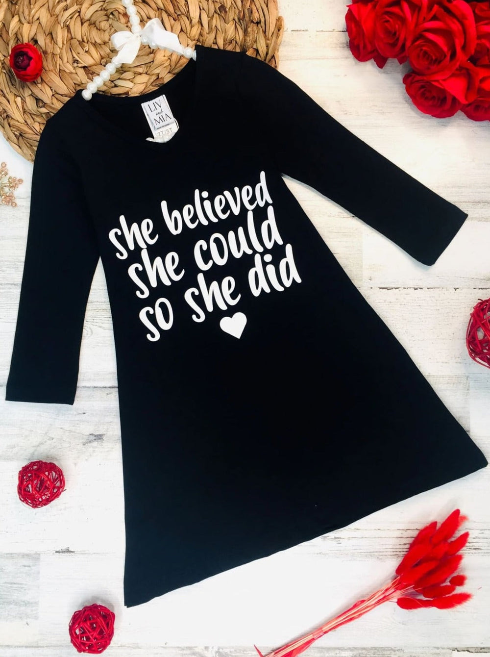 Little Girls Cute Inspirational Quote A-Line Dress - Mia Belle Girls