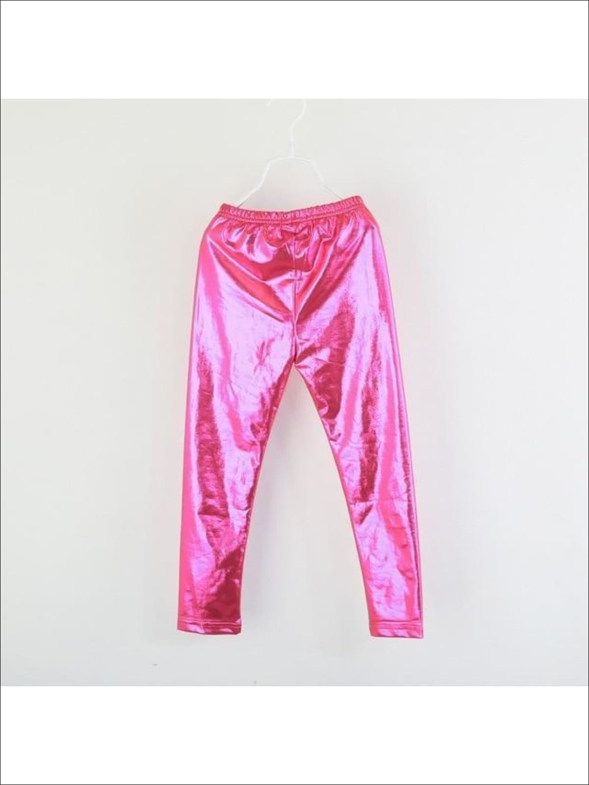 Girls Shiny Metallic Leggings 4 Color Options Black 10Y
