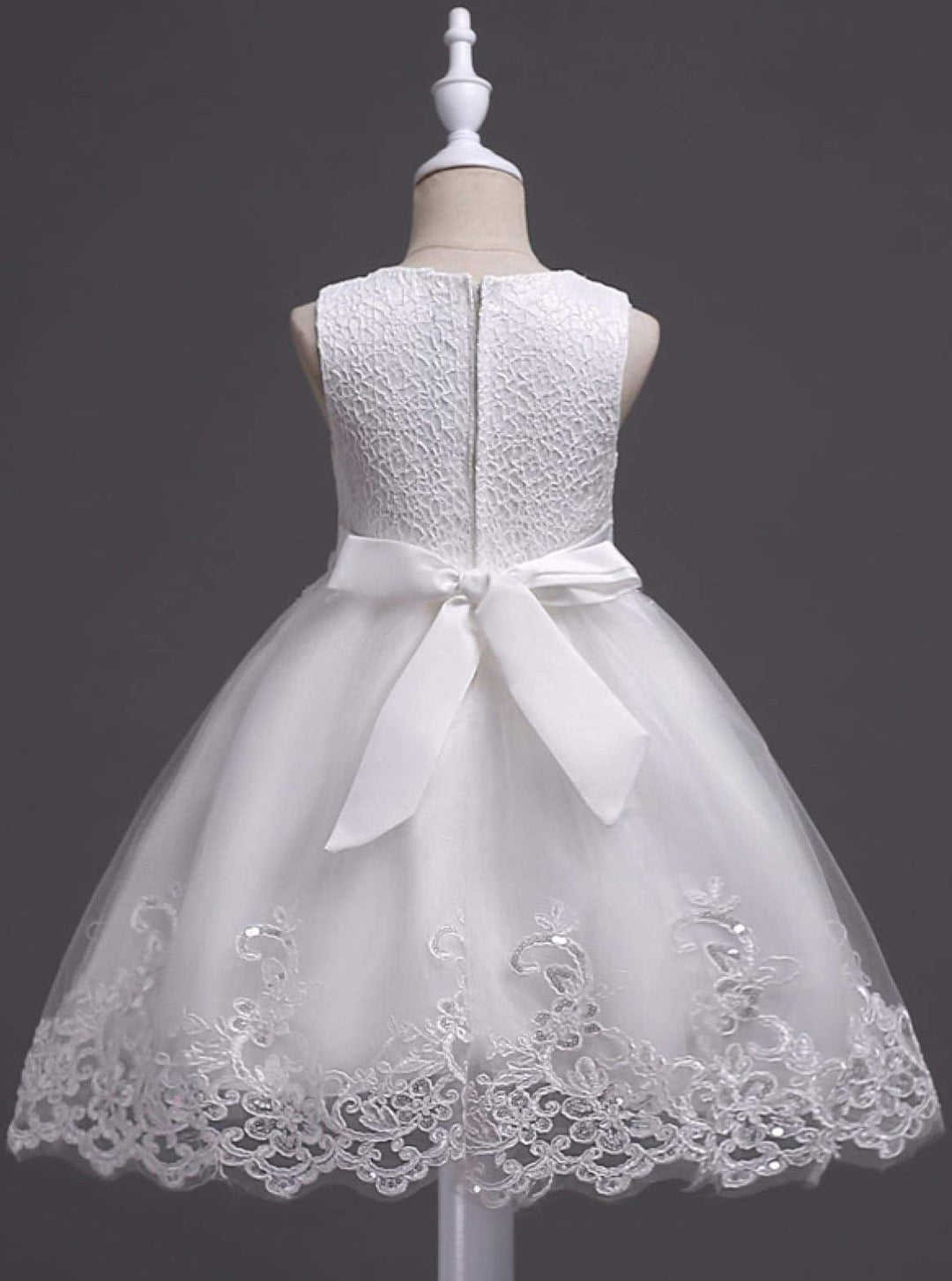 Girls Communion Dress | Sleeveless Embroidered Pearl Embellished Dress