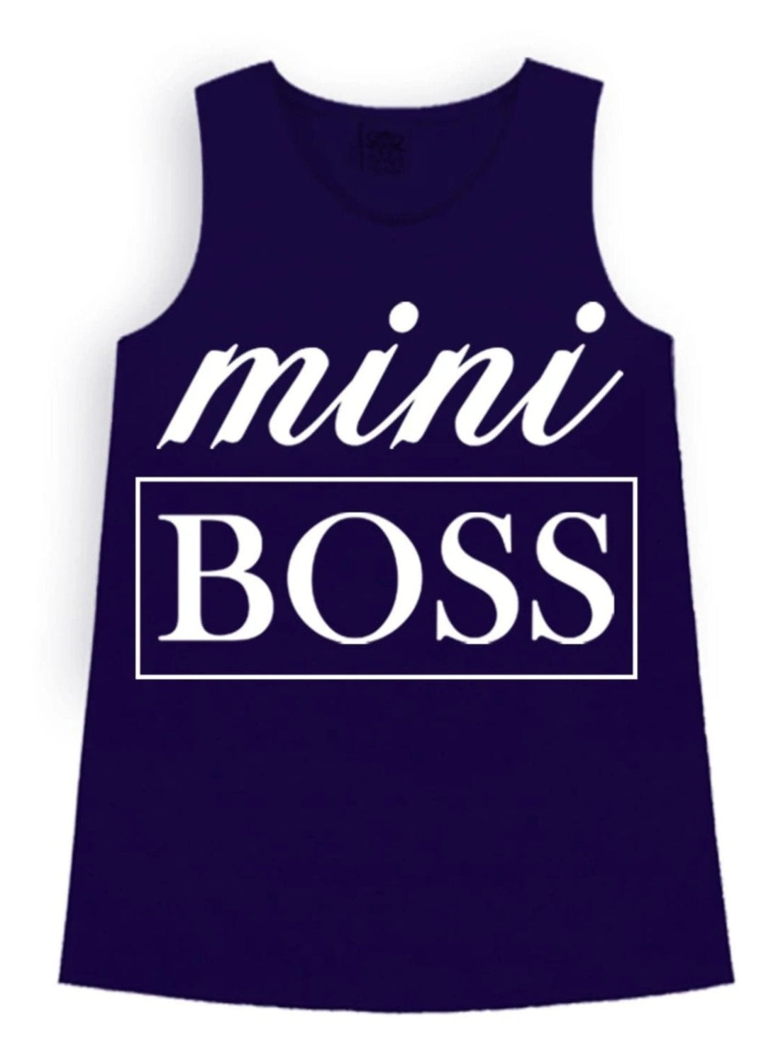 Girls Cute Tops | Navy Mini Boss Graphic Tank Top - Mia Belle Girls