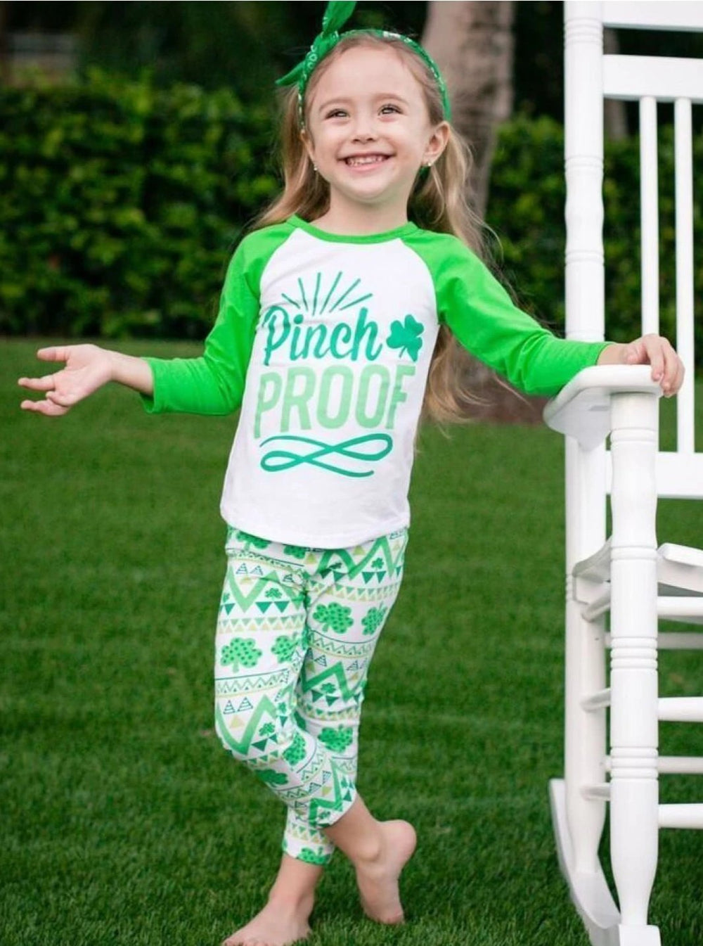 St. Patrick's Day Clothes | Pinch Proof Clover Print Legging Set