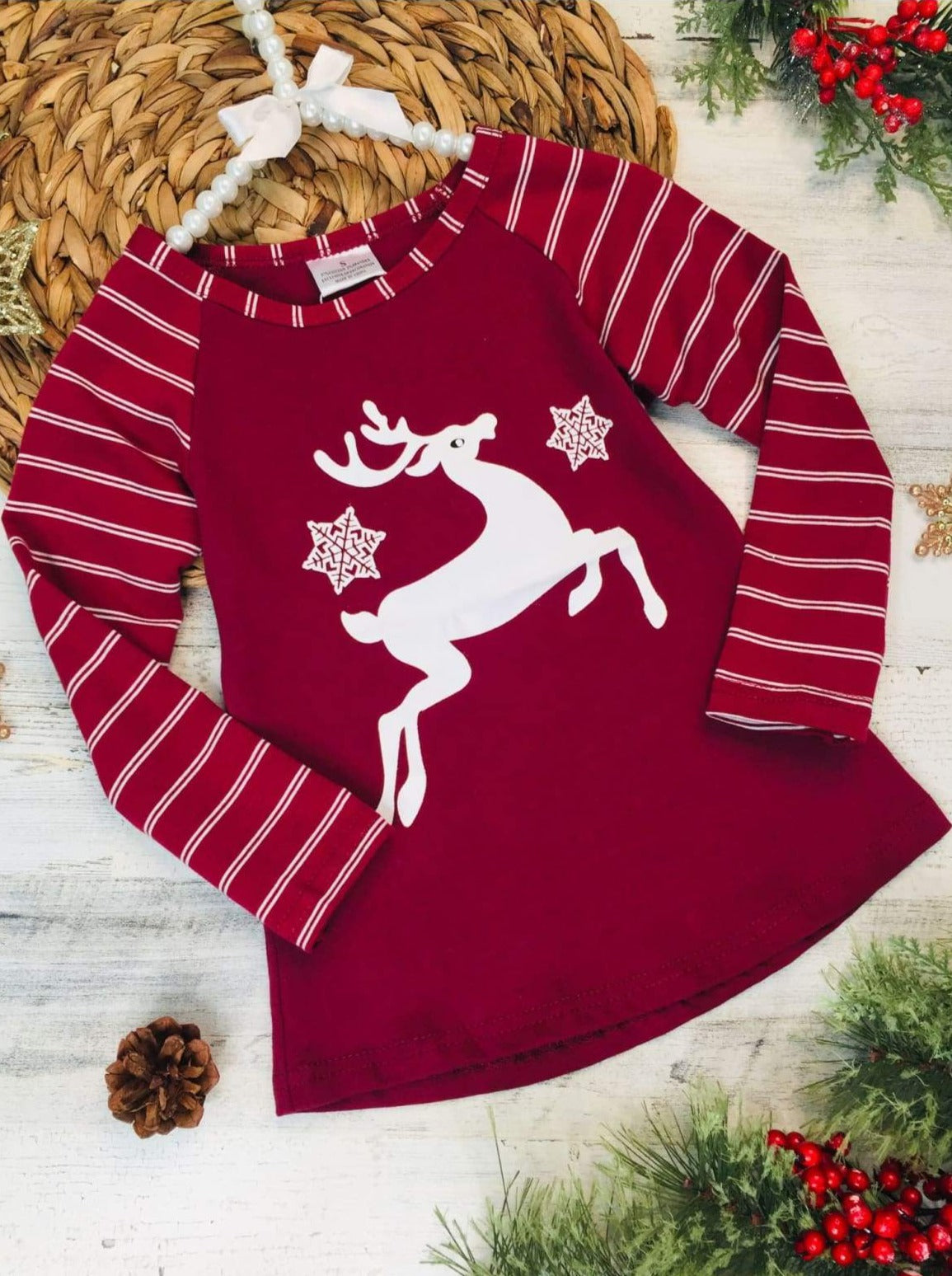 Christmas baby store deer girl's top