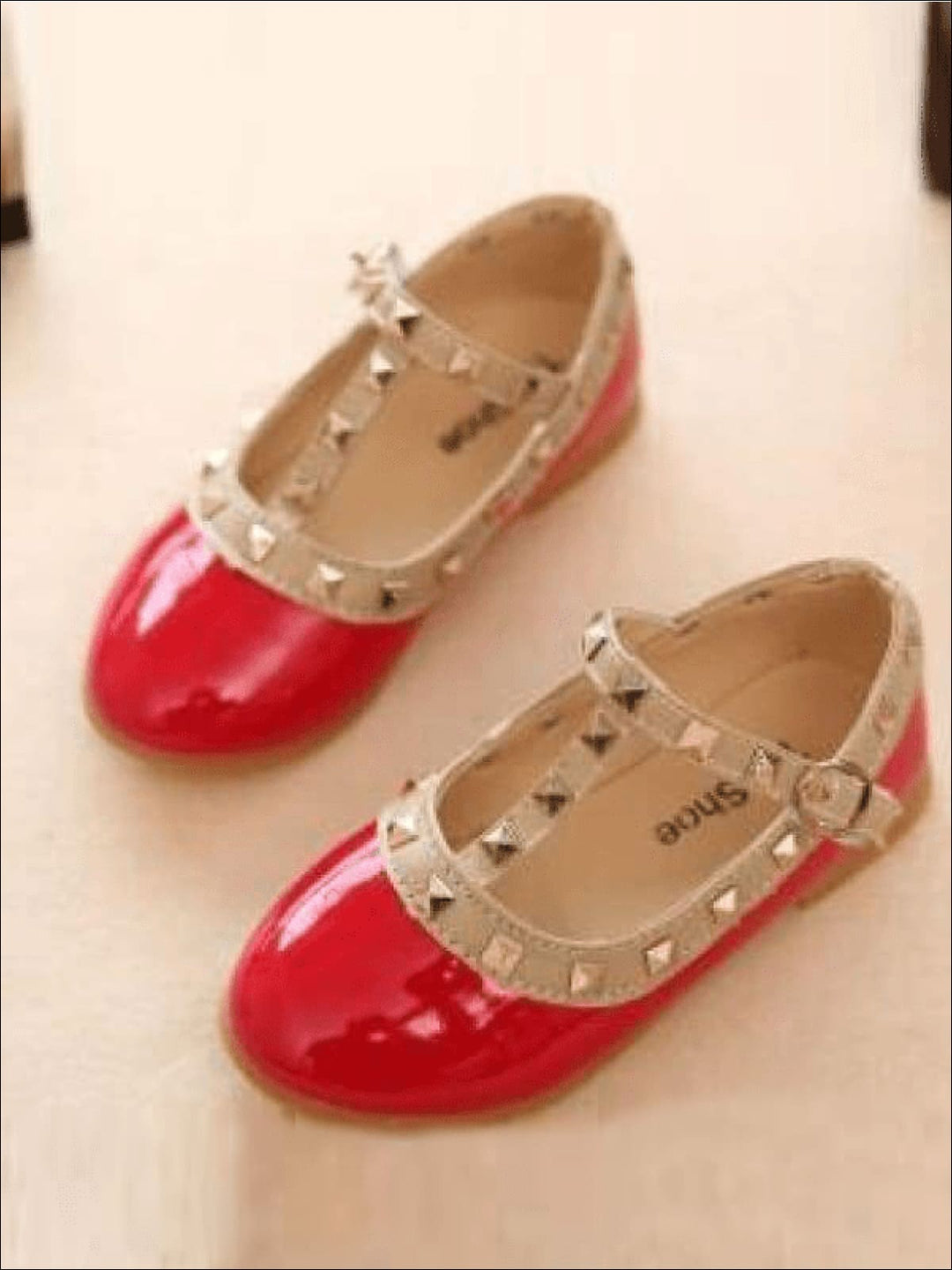 Shoes By Liv And Mia | Little Girls Studded Glossy Patent Flats