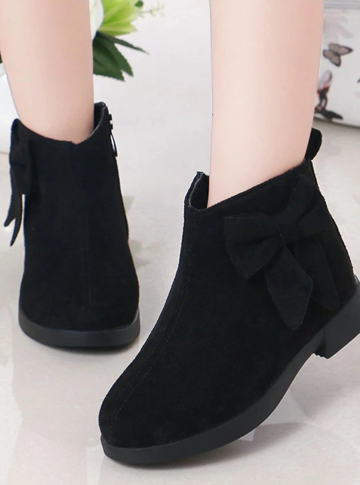 Black bow ankle shops boots