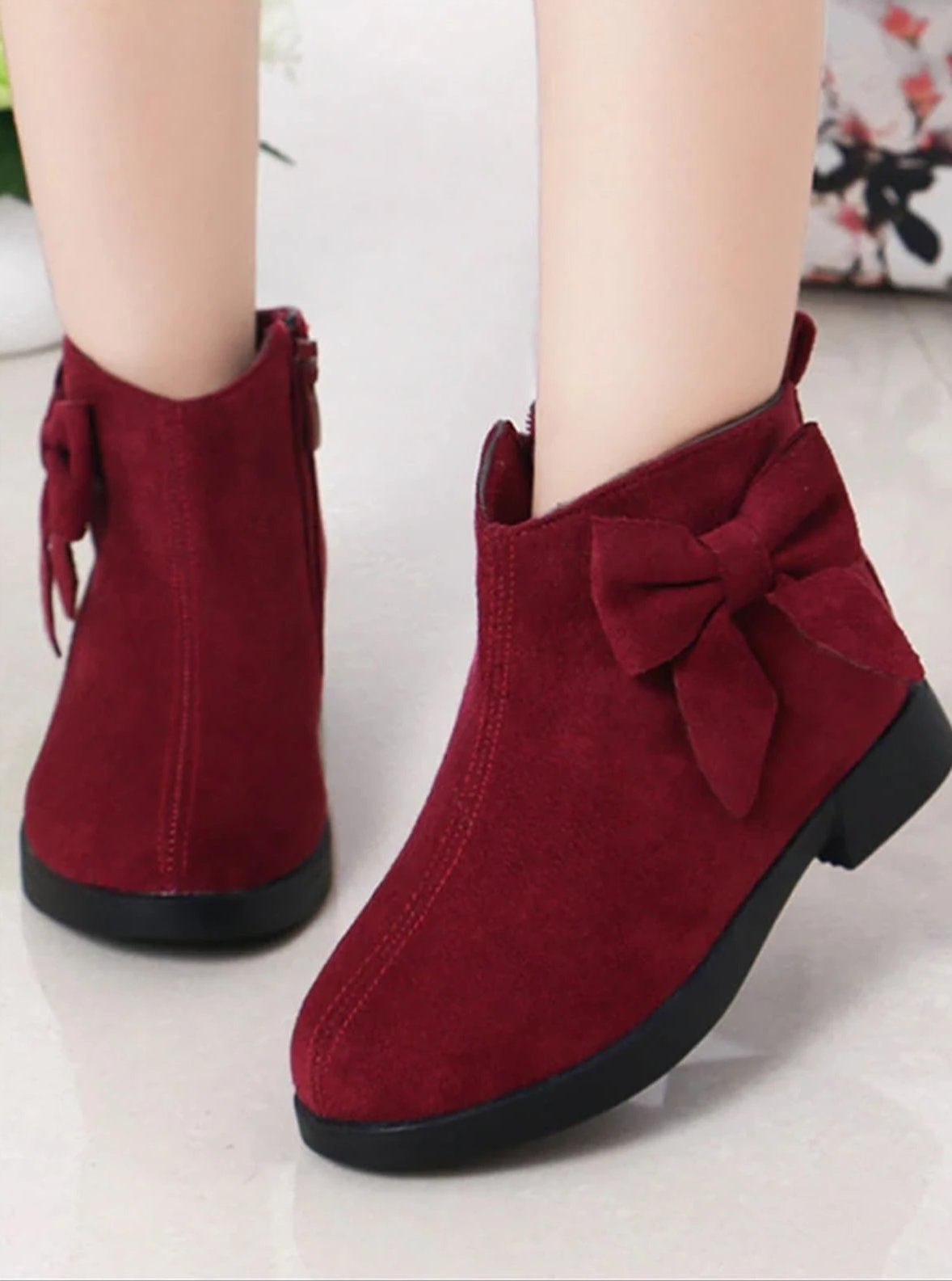 Girls Suede Bow Side Ankle Booties Mia Belle Girls