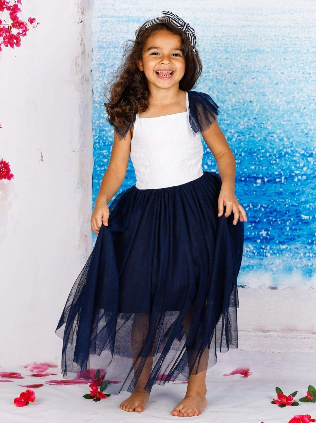 Toddler Spring Dresses | Girls Textured Bodice Tulle Maxi Dress