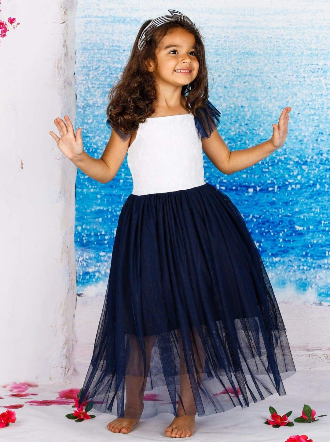 Toddler Spring Dresses | Girls Textured Bodice Tulle Maxi Dress