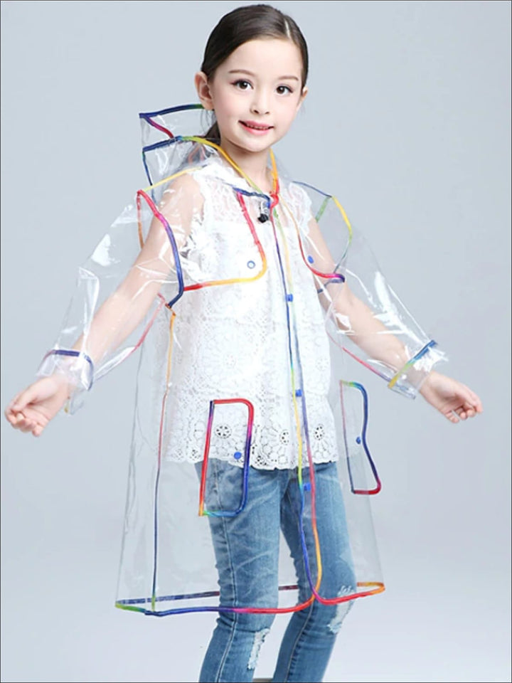 Girls Transparent Rainbow Raincoat - Girls Raincoat