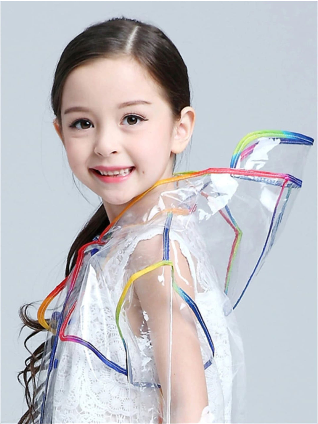 Girls Transparent Rainbow Raincoat - Girls Raincoat