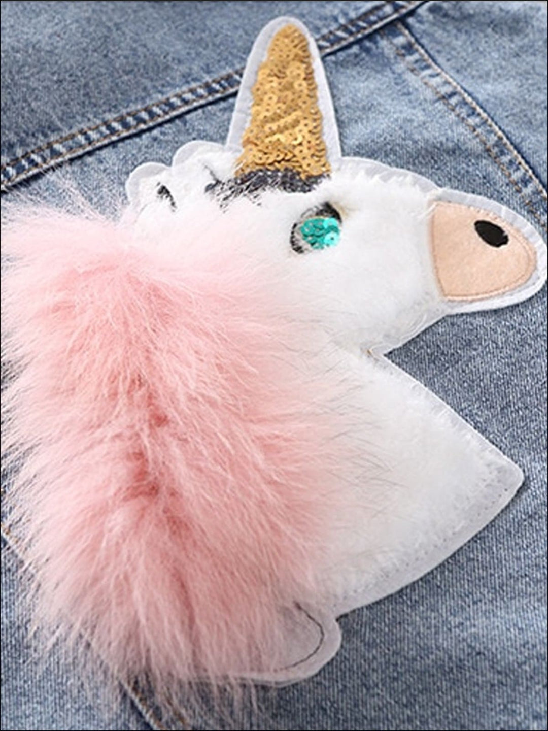 Kids Denim Clothes | Unicorn Sequin Denim Jacket | Mia Belle Girls