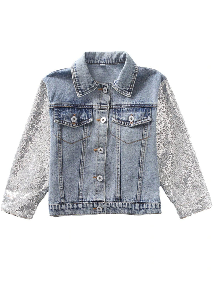 Kids Denim Clothes | Unicorn Sequin Denim Jacket | Mia Belle Girls