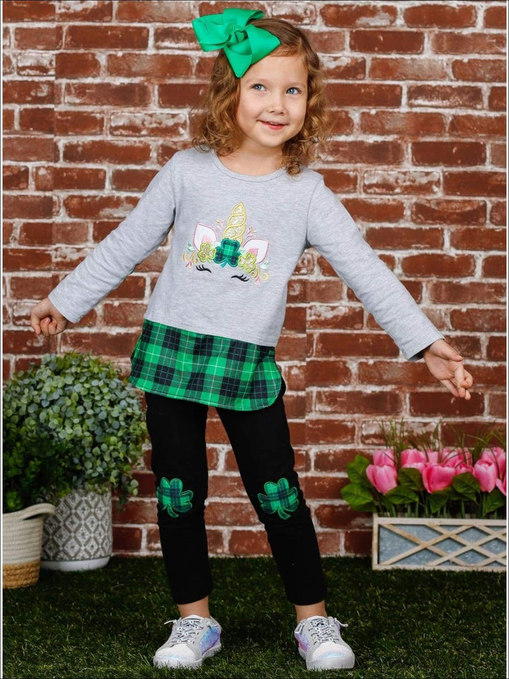 St. Patrick's Day Clothes | Unicorn Clover Patch Tunic & Legging Set