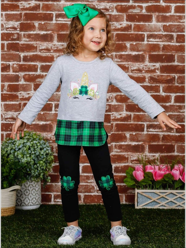 St. Patrick's Day Clothes | Unicorn Clover Patch Tunic & Legging Set