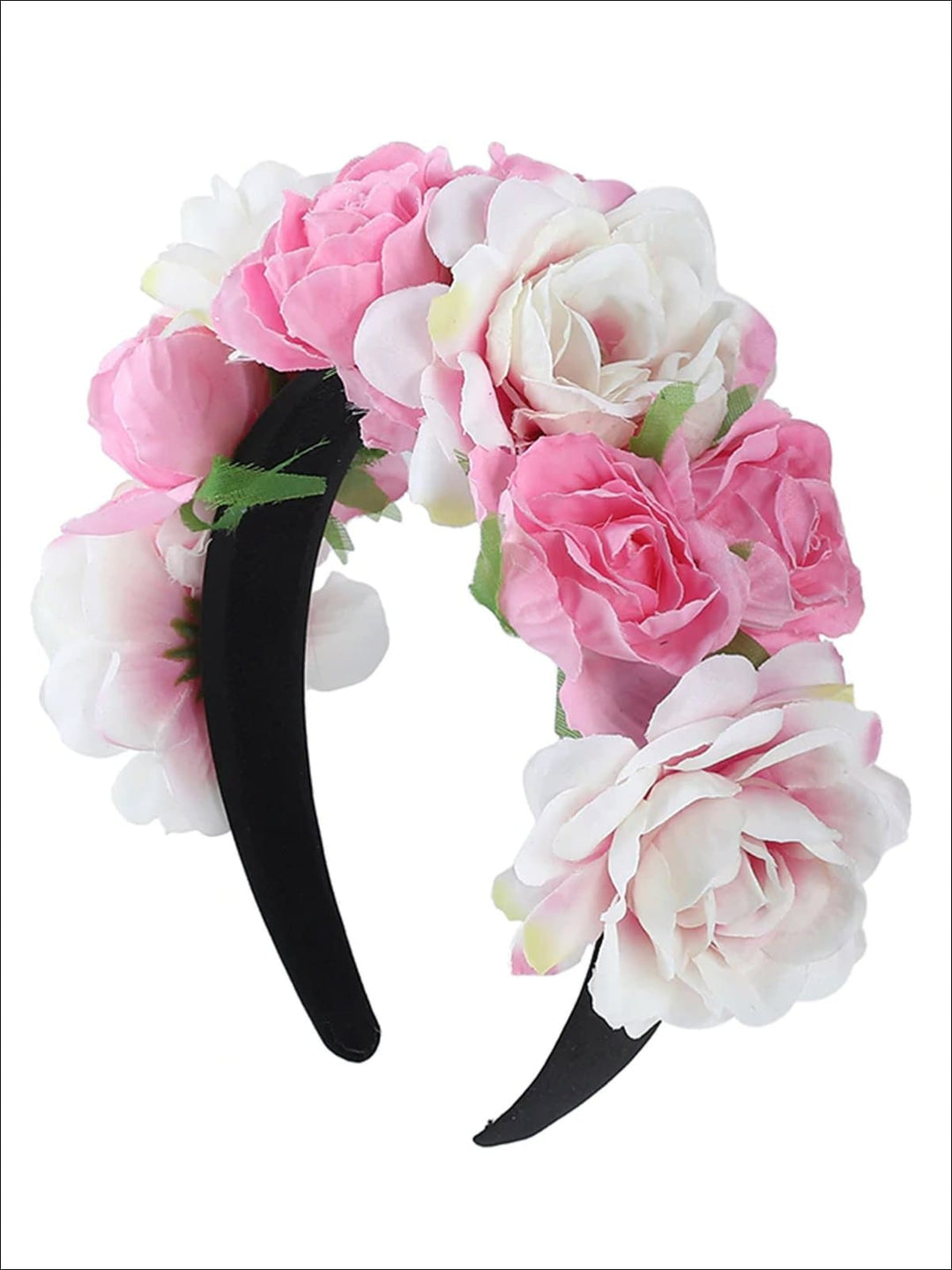 Girls White & Pink Rose Headband - Girls Hair Accessories