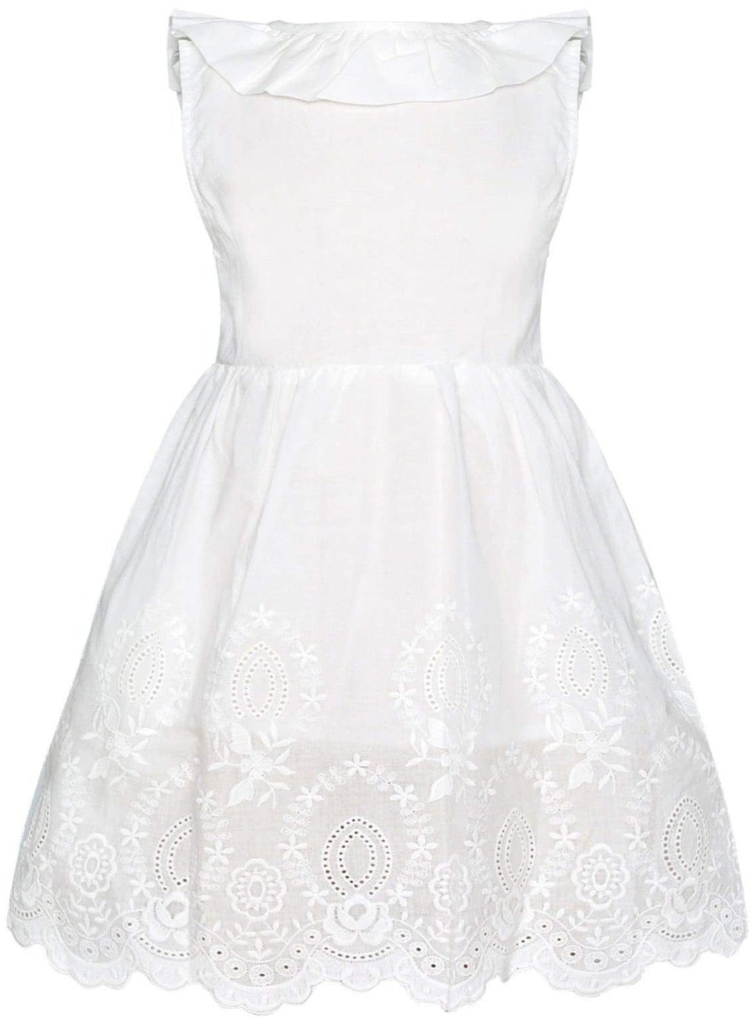 Mia Belle Girls White Lace Ruffled Dress | Girls Resort Wear