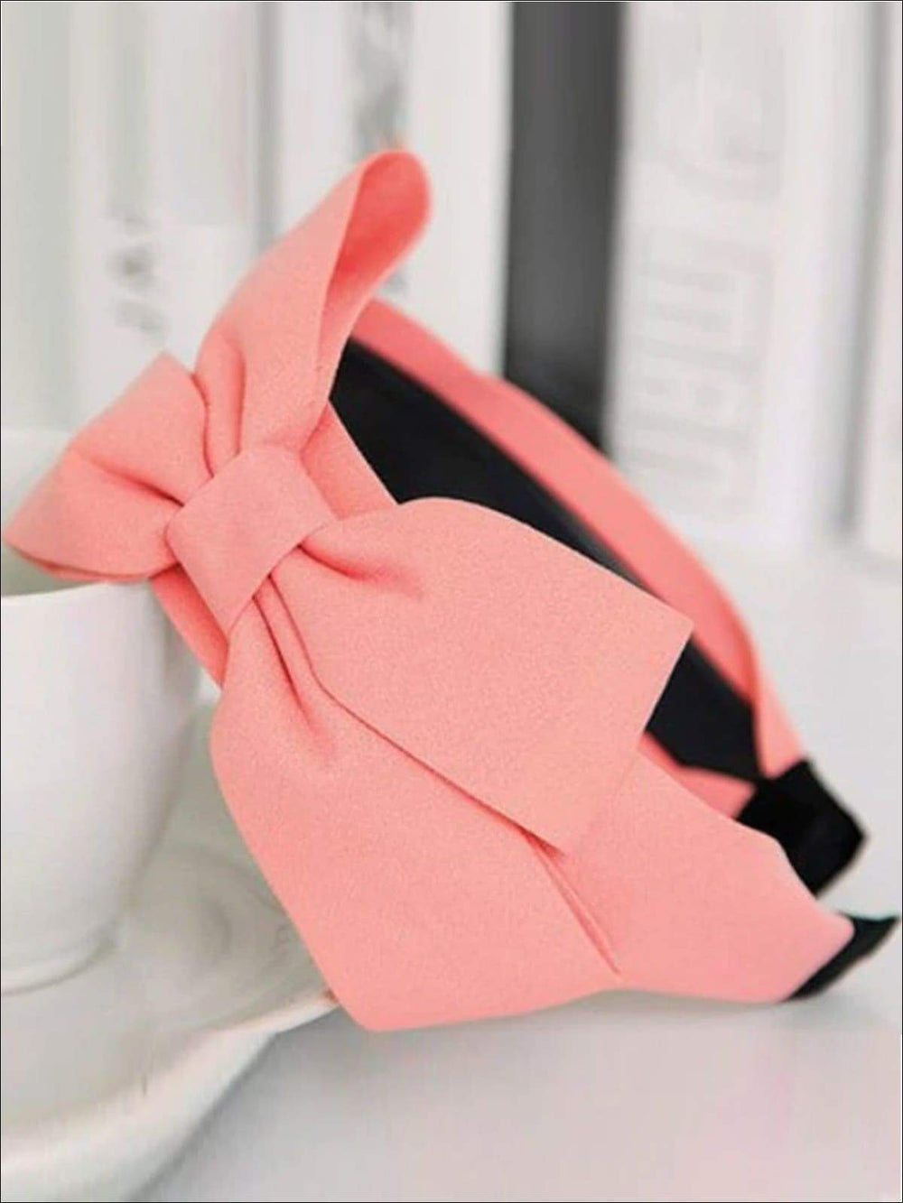 Girls Wide Bow Headband -Pink | Hair Accessories - Mia Belle Girls