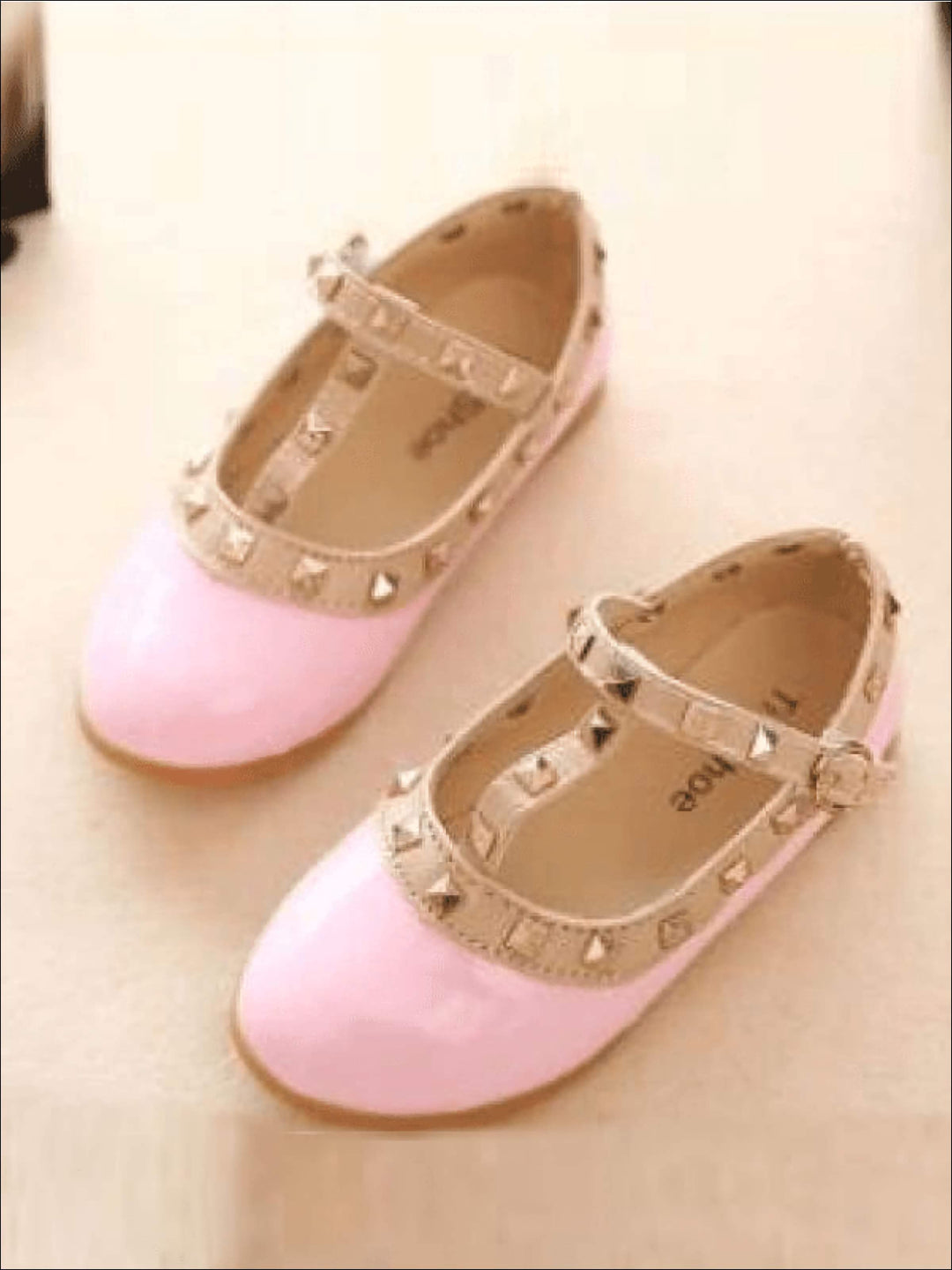 Shoes By Liv And Mia | Little Girls Studded Glossy Patent Flats