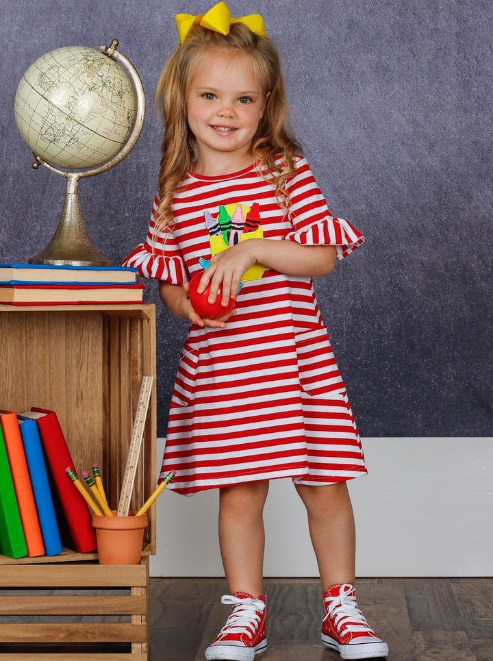 Girls Back To School Dresses | Striped Crayon Dress | Mia Belle Girls