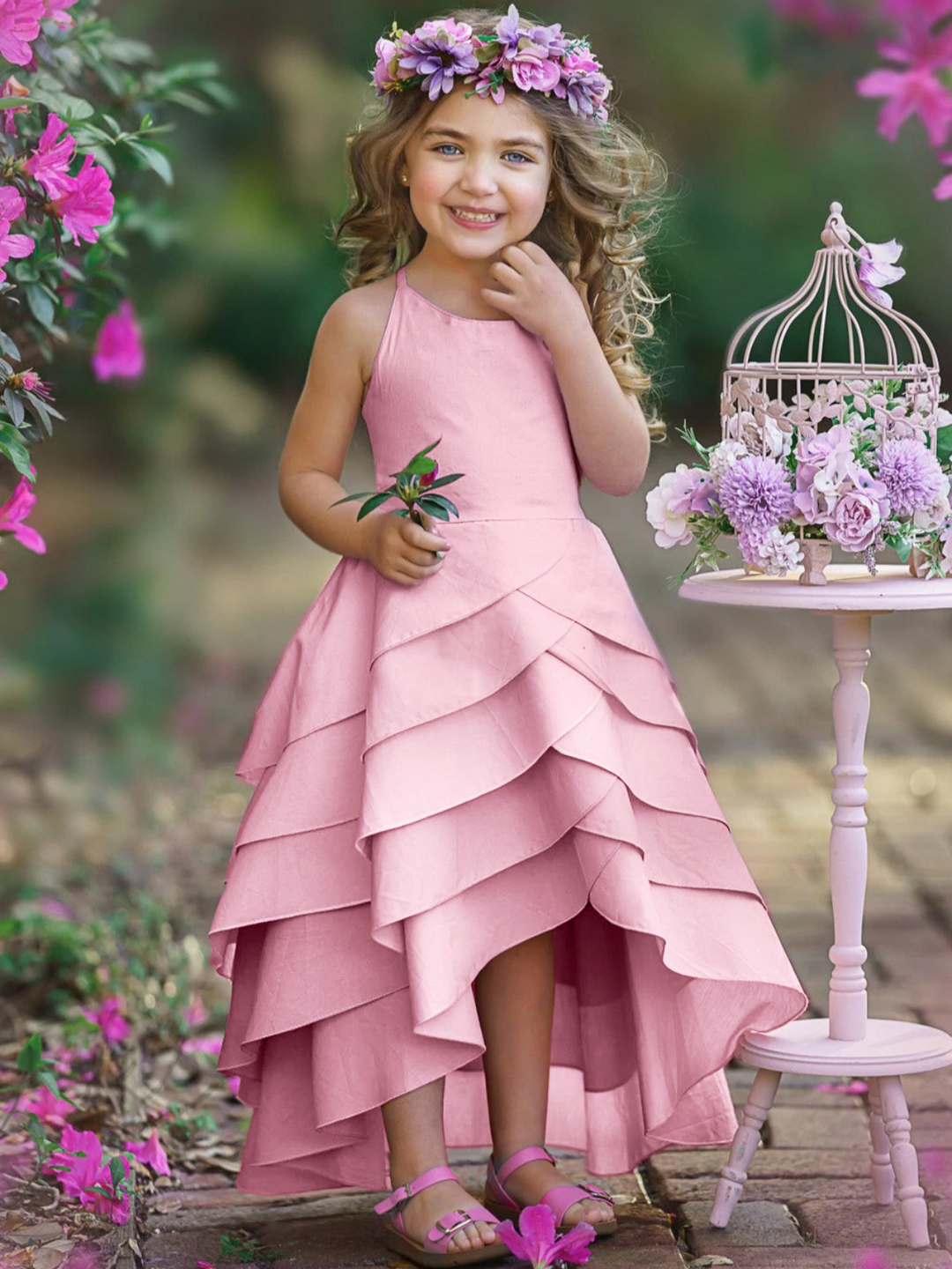 Little Girls Cute Spring Dresses | Toddler Tiered Hi-Lo Petal Dress