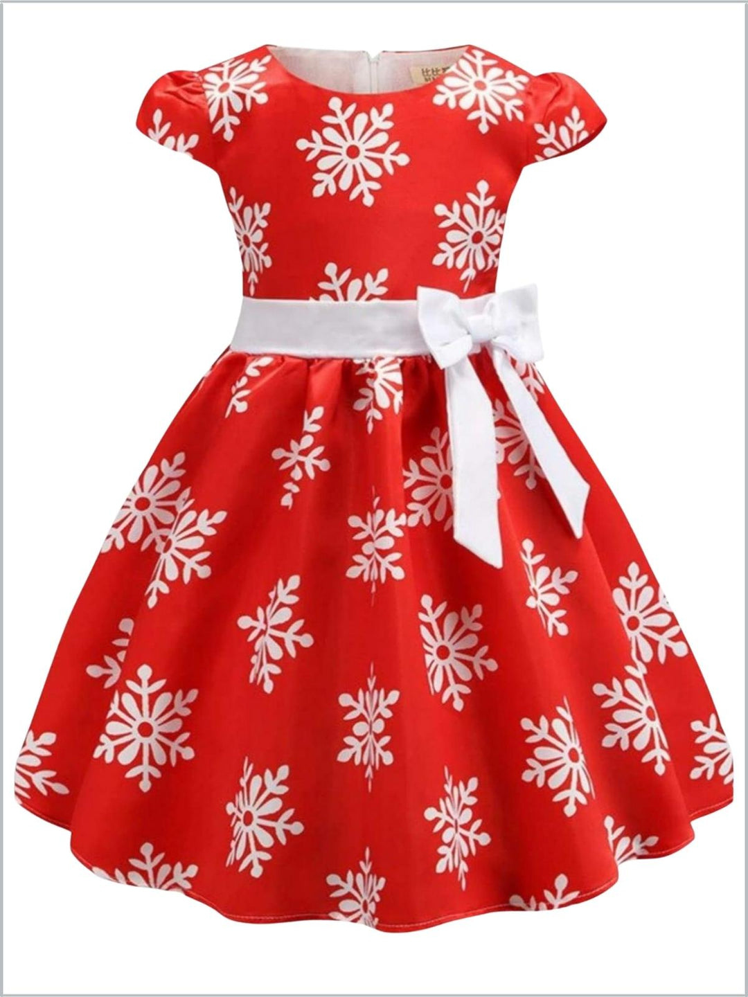 Winter Formal Dresses | Girls Red Cap Sleeve Snowflake Holiday Dress ...