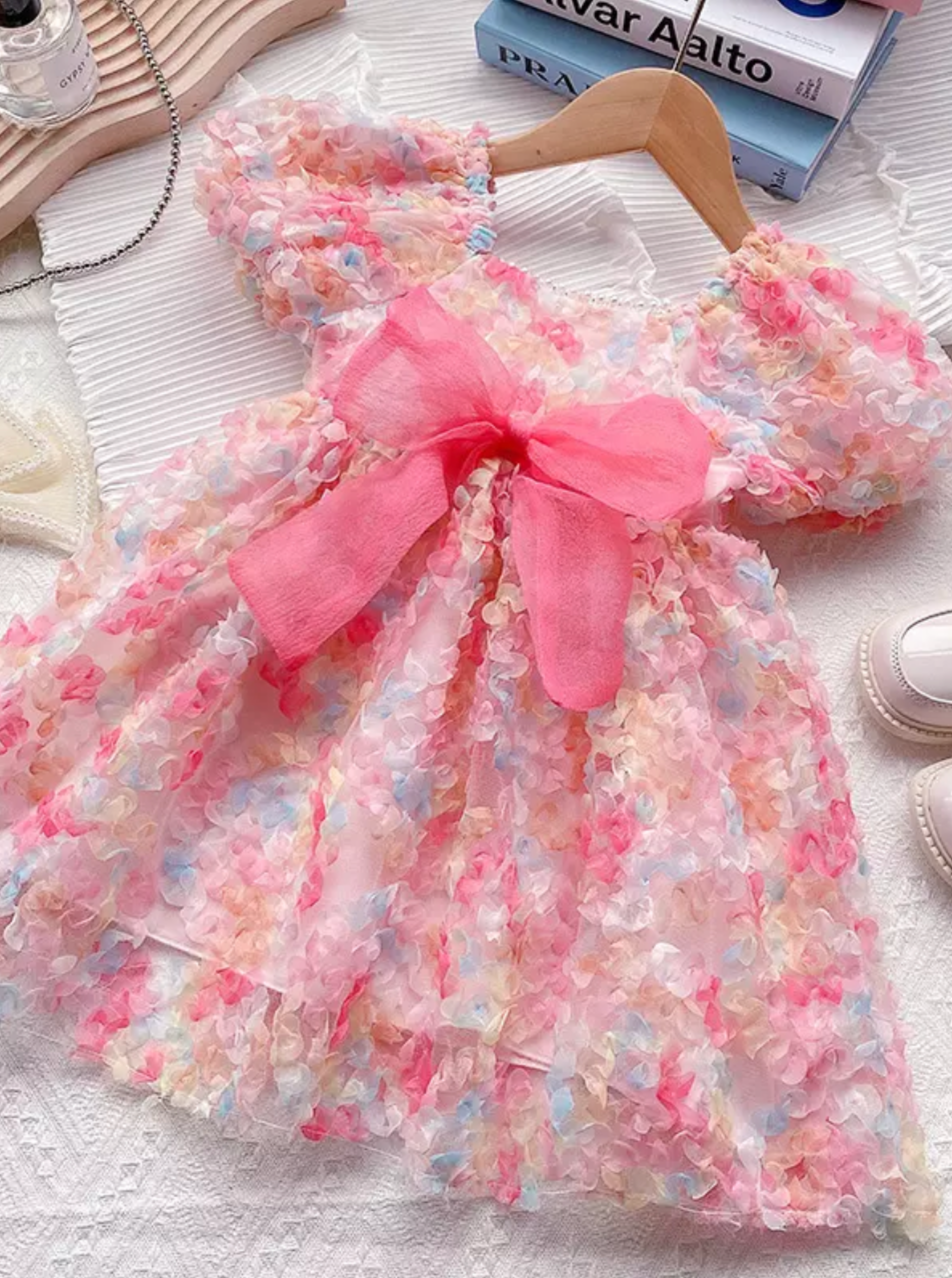 Toddler Girls Pretty Pastel Floral Mini Dressy Dress - Mia Belle Girls