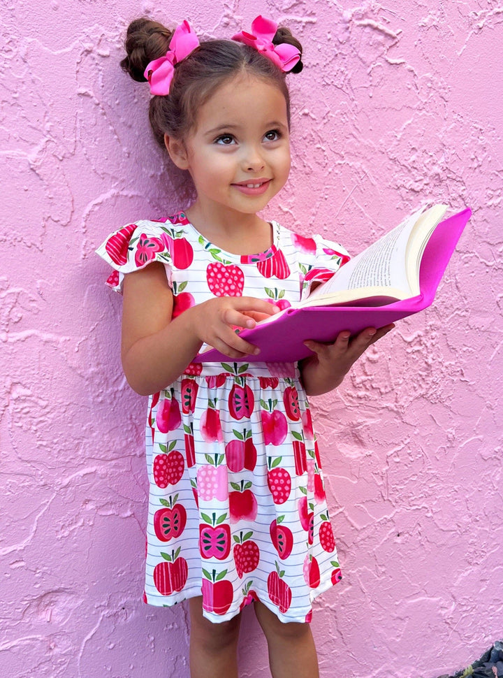 Back To School Dress | Apple Print Skater Dress | Mia Belle Girls